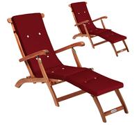 Tumbona de jardín Queen Mary® set de 2 acacia certificada FSC® in ojín rojo