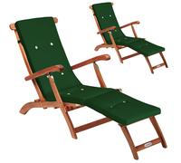 Tumbona de jardín Queen Mary® set de 2 acacia certificada FSC® in ojín verde