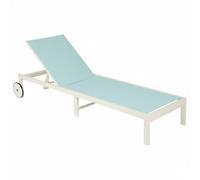 Tumbona de jardín y exterior Zulima Luxe de aluminio blanco y azul turquesa | Reclinable, con Ruedas y textileno transpirable. Tratamiento epoxi para exteriores. Relax en terraza y piscina. Mejorada 2026