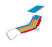 Tumbona de playa Aktive asa de transporte + ruedas + toldo multicolor 62x62x117 cm Multicolor