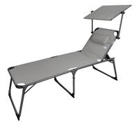 Tumbona de playa plegable aluminio con parasol textileno gris Aktive 193X67X48/96 cm (Color Baby 62613)