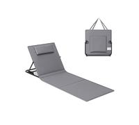 SONGMICS Juego de 2 Tumbonas de Playa, Tumbona, Cojín, Respaldo Basculante, Portátil con Asa, para Camping Jardín Piscina, 158 x 55 cm, Gris Pizarra GCB251G01