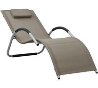 Tumbona de Textilene en color taupe y gris, con estructura de aluminio. Silla de jardín ajustable y plegable, con cojín, resistente a la intemperie, ideal para terraza, balcón, piscina y para relajars
