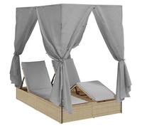 Tumbona Doble Ajustable Gris 205 X 129 X 200 Cm Ratán Sintético Vidaxl