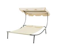 Tumbona doble avigliano acero/poliéster 200x173x146cm - beige [casa.pro]