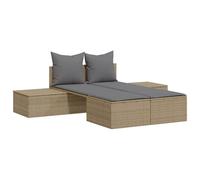 Tumbona doble con cojines ratán sintético beige