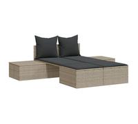 vidaXL Tumbona doble con cojines – Ratán sintético – Gris claro para jardín, playa y piscina