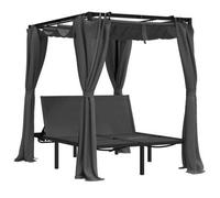 vidaXL Tumbona doble con cortinas laterales y toldo gris antracita