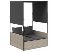 Tumbona Doble Vidaxl con Techo y Cortinas Ratán Sintético Negro Light gray