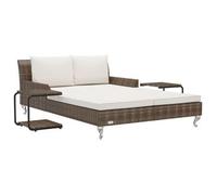 Tumbona Doble De Jardín Con Cojines Ratán Sintético Marrón Vidaxl