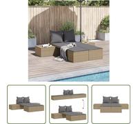 Tumbona doble "Living Store" con cojines, color beige, fabricada en ratán sintético