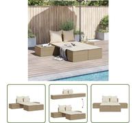 Tumbona doble "Living Store" con cojines, color beige, fabricada en ratán sintético