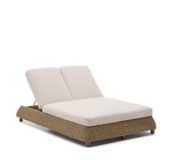 Tumbona doble Meria de ratán sintético con patas de madera maciza de acacia 100% certificada FSC.