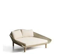 Tumbona doble Olbia de ratán sintético y madera maciza de teca 100% certificada FSC.