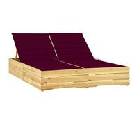 Tumbona Doble Y Cojines Madera Pino Impregnada Rojo Tinto Vidaxl