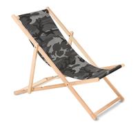 Tumbona Hamaca Silla Plegable de Haya Playa Piscina hasta 110 kg Gris Camuflaje