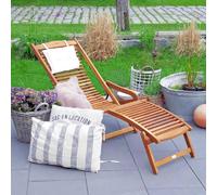 Tumbona jardín set de 2 acacia plegable incluye cojín