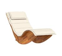 vidaXL Tumbona mecedora Mazaneda Madera de acacia Crema 74x154x60 cm