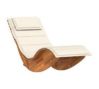 Tumbona Mecedora Mazaneda Madera De Acacia Crema 74x154x60 Cm