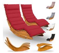 Tumbona para sauna Java set de 2 acacia certificada FSC® con cojín rojo