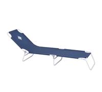 Tumbona playa y jardín reclinable 5 posiciones convertible en cama, plegable, estructura acero pintura Epoxi anticorrosión, tejido loneta Oxford 600 D poliéster azul marino de 186 cm