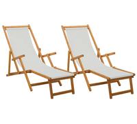 Tumbona plegable 2 pcs 3 Posición Madera de Eucalipto Maciza