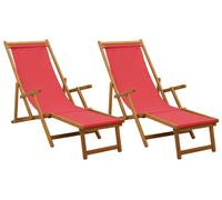Tumbona plegable 2 pcs 3 Posición Madera de Eucalipto Maciza
