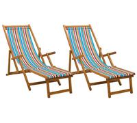 Tumbona plegable 2 pcs 3 Posición Madera de Eucalipto Maciza