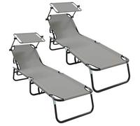 Tumbona Plegable 2 Pcs Gris 190 X 57 X 81 Cm Oxford Vidaxl
