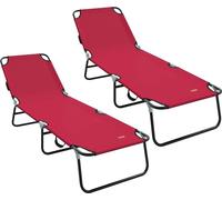 Tumbona plegable 2 pcs Rojo 188 x 57 x 86,5 cm Poliéster
