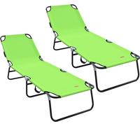 Tumbona plegable 2 pcs Verde 188 x 57 x 86,5 cm Poliéster