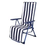 Tumbona plegable 5 posiciones rayas marineras Aktive Garden, Tumbona plegable de jardín, Tumbona reclinable, 5 posiciones, mide 147x48x70 cm, tacos antivuelco, color marino y blanco, peso máx 100 kg,