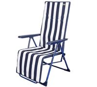 Tumbona plegable 5 posiciones rayas marineras Aktive Garden, Tumbona plegable de jardín, Tumbona reclinable, 5 posiciones, mide 147x48x70 cm, tacos antivuelco, color marino y blanco, peso máx 100 kg,
