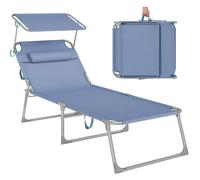 Tumbona Plegable 71 x 200 x 38 cm Respaldo Ajustable Azul