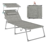 Tumbona Plegable 71 x 200 x 38 cm Respaldo Ajustable Greige