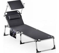 Tumbona plegable antracita 210cm techo y respaldo ajustable