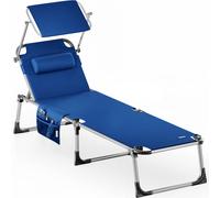Tumbona plegable azul 210cm techo y respaldo ajustable
