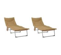 Tumbona Plegable Con Cojín 2 Pcs Beige Vidaxl