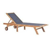 Tumbona Plegable Con Ruedas Teca Maciza Y Textileno Vidaxl