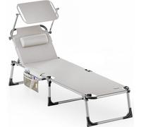 Tumbona plegable crema 210cm techo y respaldo ajustable