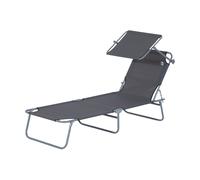 Tumbona plegable Outsunny, sillón grande, y reclinable multiposición con sombrilla ajustable, 187L x 58A x 36Al cm