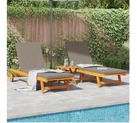 Tumbonas 2 Pcs Con Ruedas Y Cojín De Madera De Acacia V7746 Unico / Marrón