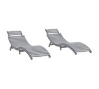 Tumbonas 2 Unidades Madera Maciza Acacia Gris 184x55x64 Cm Vidaxl