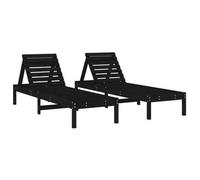 Tumbonas 2 Unidades Madera Maciza De Pino Negro 199,5x60x74 Cm Vidaxl
