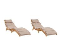 Tumbonas Con Cojines 2 Uds Madera Maciza De Acacia Gris Taupe Vidaxl