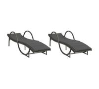 Vidaxl Tumbonas con Cojines 2 Unidades Ratán Sintético Negro Marrón Gris y Más Sillas de Exterior Ideal para Jardín Playa Piscina Terraza Tumbona Piscina Tumbonas Playa Tumbonas Jardín Exterior Gray