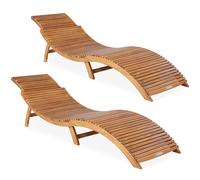 Tumbonas madera acacia set de 2 plegables compactas