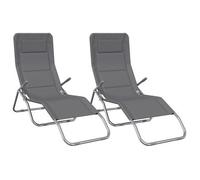 Tumbonas Plegables 2 Uds Textilene Acero Con Recubrimiento Gris Vidaxl