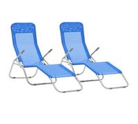 Tumbonas Plegables 2 Unidades Textilene Azul Vidaxl