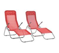 vidaXL Tumbonas plegables 2 unidades Textilene Rojo
